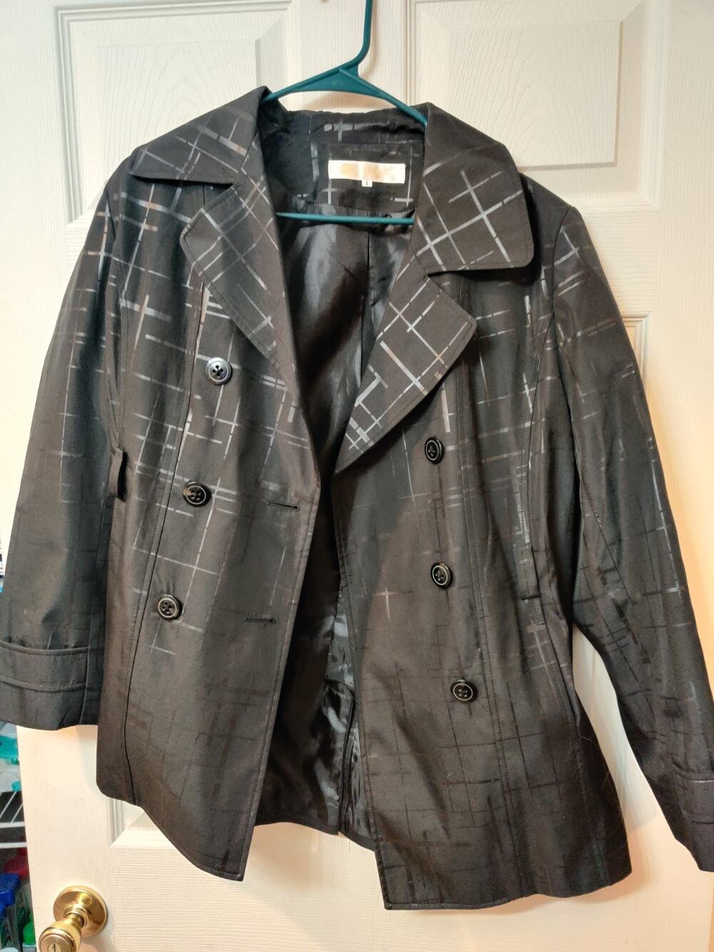 Vintage Warren Button Up Jacket Size Large Black Stripe